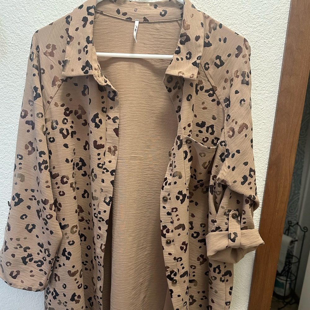 Leopard Print Button-Up Shirt